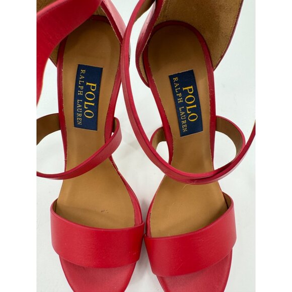 Polo Ralph Lauren Women's Red Strappy High Heel Sandals Size 36.5 - Picture 5 of 14